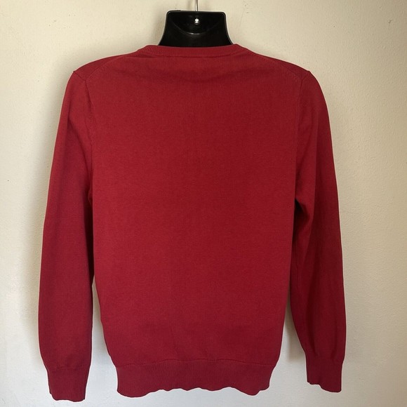 Izod Red V Neck Sweater Men Size Medium Faded Long Sleeve - Picture 6 of 7